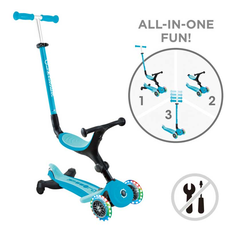 Сгъваема тротинетка 5 в 1 GLOBBER GO UP ACTIVE LIGHTS 360° - аква - Image 2