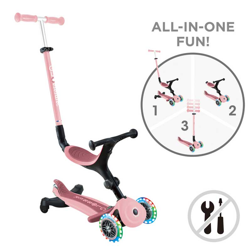 Сгъваема тротинетка 5 в 1 GLOBBER GO UP ACTIVE LIGHTS 360° - пастелно розова - Image 2