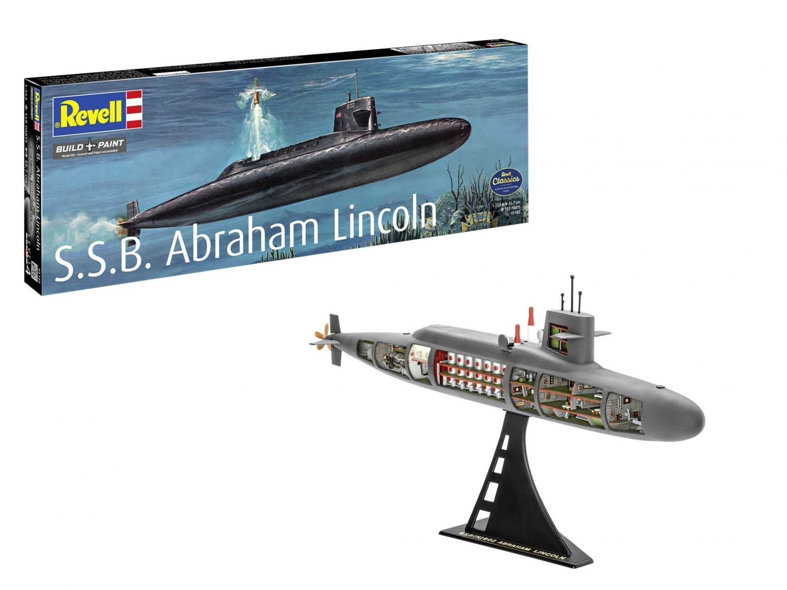 Сглобяем модел Revell Подводница S.S.B. Abraham Lincoln 158 части - Image 2