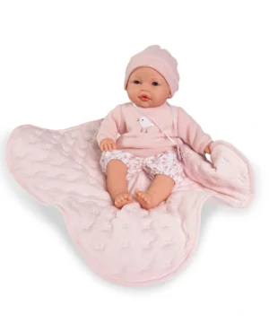 Placheŝo-bebe-Bimba-sas-zatvariaŝi-ochi-i-odeialo-–-Muñecas-Antonio-Juan