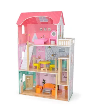 Goliama-darvena-kaŝa-za-kukli-Barbi-VIGA-Toys-–-trietazhna-kaŝa-s-mebeli-i-asansʹor